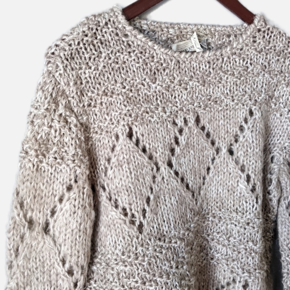 Vtg | Hand Knit Multi-Pattern Pullover Sweater - image 3